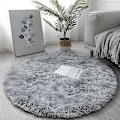 Miniatyrbild 1 av 5: Mjuk rund matta fluffiga vita mattor för vardagsrum mjuk heminredning sovrum barnrum dekoration salong tjock luggmatta Light Gray 80x80cm