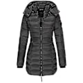 Miniatyrbillede 3 af 3: Dame Varm Hætte Dunjakke Casual Slim Frakke Puffer Jakke Dame Quiltet Letvægts Puffer Jakke - khaki Black S