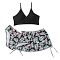 Miniatyrbild 1 av 5: Sommar Tankini Set för Små Flickor, 3 Delar/set, Strand Surf Badkläder 8-12 År, Vadderad Bikini Baddräkt Set för Barn black 130