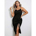 Miniatyrbilde 3 av 4: Dame Off Shoulder Rynket Mini Kjole Volang Lange Ermer Knyting Foran Kort Blyant S-2xl Style1 XL