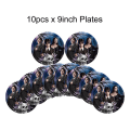 Pikkukuva 1 / 5: Keskiviikko Addams -elokuvan syntymäpäiväkoristelippu, ilmapallot, pöytäastiat, juhlatarvikkeet, kodin sisustus, kupit, tausta 10pcs 9inch plates