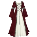 Miniatyrbild 2 av 5: Halloween Dam Europeisk Medeltida Hov Fancy Vampyr Cosplay Kostym Karneval Vintage Axelbandslös Långärmad Drottning Elegant Klänning 12A Black 2XL