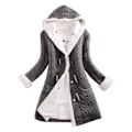 Miniatyrbilde 1 av 5: Dame Hette Cardigans Tykk Plysjfôret Strikket Genserjakke Med Lommer Gray 2XL