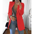 Miniatyrbillede 4 af 4: Dame Revers Arbejde Kontor Blazer Jakke Casual Langærmet Overtøj Hoftelang Yellow 4XL