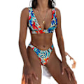 Pikkukuva 1 / 3: Mimigo Naisten Matala Vyötäröinen Bikini Uimapuku Push Up Halter Kaksiosainen Uima-asu COLOR 3 M