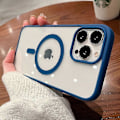Miniatyrbilde 4 av 5: Luksuriøst Akryl Magnetisk Klart Telefondeksel For Iphone 15 14 13 12 11 Pro Max Mini X Xs Xr 7 8 Plus Magsafe Trådløs Lade Deksel Blue For iPhone 14 ProMax
