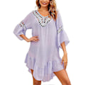 Miniatyrbillede 5 af 5: Badedragt Cover Up Dame Badedragt Kjole Plus Size Sexet Bikini Strand Tunika Top Sommer A c lavender S