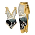 Pikkukuva 1 / 5: 2023 Naisten Uimapuku Bikini Uimapuku Toppi Mekko Setti Kukkaprintti Naisten Uimapuku Kaksiosainen Puku Muoti Nainen Uima-asut Y16Yellow Crane suit L