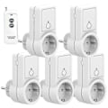 Miniatyrbild 1 av 5: 1-5x Trådlös Smart Fjärrkontroll Strömbrytare Uttag Eluttag EU-kontakt 1 remote control socket 5PCS