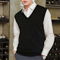 Miniatyrbilde 5 av 5: Ermeløs Løs Varm Genser Vest Herre V-hals Pullover Vest Red 3XL