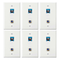 Miniatyrbilde 1 av 5: 6 Stykker Ethernet Koaksial Veggplater Cat6 Koaksial Veggplate Ethernet Vegguttak Med Ethernet Port For