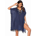 Miniatyrbillede 2 af 5: Badedragt Cover Up Dame Badedragt Kjole Plus Size Sexet Bikini Strand Tunika Top Sommer B navy M