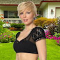 Miniatyrbillede 4 af 5: Elegant Dirndl Bluse til Kvinder Sort Dirndl Bluse Blondebluse til Oktoberfest Black XL