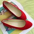 Miniatyrbillede 1 af 2: Dame Ruskind Flade Sandaler Ballet Ballerina Dolly Brudesko Casual Bådsko Red 40