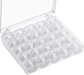 Symaskinsspole, universal symaskinsspole i plast med förvaringslåda (25 st transparenta)