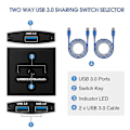Miniatyrbild 5 av 5: Usb 3.0 Switch Selector Kvm Switch 5gbps 2 In 1 Ut Usb 3.0 Tvåvägsdelare För Skrivare Tangentbord Mus