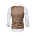 Miniatyrbild 2 av 3: Jul Herr Solid U-ringad Dubbelknäppt Kostymväst Slim Fit Formell Väst Camel 2XL