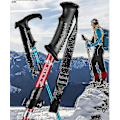 Miniatyrbilde 3 av 5: Sammenleggbare aluminiums vandrestenger med hurtiglåsesystem, sammenleggbare, teleskopiske, ultralette for eldre trekking, backpacking, fotturer red Straight handle long