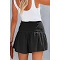 Pikkukuva 3 / 5: Naisten puuvillashortsit, korkea joustava vyötärö, laskostettu röyhelö, söpöt shortsit, rantashortsit, rennot shortsit S-xl Black X-Large