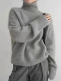 Polo Cashmere Tröja 100% Ren Ull Tröja Dam Stickad Lös Pullover Dam Höst/Vinter grey XXL