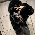 Pikkukuva 2 / 5: Tekoturkis Takki Naiset Hupulla Lyhyt Bubble Takki Fleece Lämmin Takki Naisten Takit 4X-Large Black