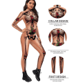 Miniatyrbillede 4 af 5: Dame Halloween Kostume Skull Print Langærmet Jumpsuit Outfit L