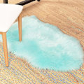 Miniatyrbild 5 av 5: Tflycqluxury Mjukt Fuskfårskinnsöverdrag för Stol Sittdyna Plysch Pälsområdesmattor För Sovrum, 2ft X 3ft, Vit