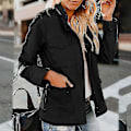 Miniatyrbillede 3 af 3: Dame Trykknapper Militærjakke Streetwear Efterårsfrakke Langærmet Utility Jakke 4XL Black