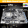 Miniatyrbild 3 av 5: B75 Eth Mining Moderkort+i3 2120 Cpu+sata Kabel Lga1155 12 Pcie Till Usb Adapter Msata Ddr3 B75 Usb