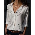 Miniatyrbild 3 av 5: Elegant Chiffongblus för Dam i Stora Storlekar med Nedfälld Krage - 2023 Vardags- och Arbetskläder i 5xl White2-long sleeve XL
