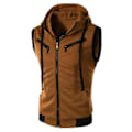 Miniatyrbilde 1 av 2: Herre Hette Full Glidelås Vest Tanktopper T-skjorte Sport Sommer Coffee 4XL