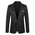Miniatyrbillede 1 af 2: Herre Ensfarvet En Knap Formel Blazer Frakke Hakket Revers Business Jakkesæt Jakke Black 2XL
