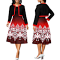 Miniatyrbild 2 av 3: Ärmlös väst liten doftkappa tvådelad set moderiktig elegant digitaltryckt kjolset red XL