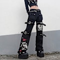 Miniatyrbillede 1 af 5: Cyber Y2k Bukser Akademiske Mørke Klæder Hippie Løse Jeans style1 M