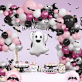 Miniatyrbillede 1 af 4: 172 stk. Halloween Ballonbue Sæt, Sort Pink Halloween Balloner Med Stor Spøgelse Aluminiumfolie Ballon, Sort Flagermus Og Latex Balloner I 6 Farver Til H