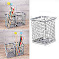 Miniatyrbillede 2 af 3: 2 stk. Metal Penneholder Firkantet Mesh Blyantholder Container Organizer (Sølv)