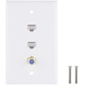 Pikkukuva 5 / 5: Ethernet- ja kaapeli seinälevy, 2 porttia Cat6 RJ45 ja 1 portti F-liitäntä kaapeli naaras-naaras seinälevy