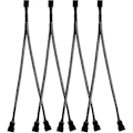 Miniatyrbillede 1 af 5: 4-pak PWM-blæsersplitterkabel Y-splitter Computer PC-blæserkabel 4-benet 1 til 2 konverter, sort sleeved