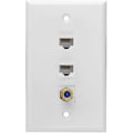 Pikkukuva 1 / 5: Ethernet- ja kaapeli seinälevy, 2 porttia Cat6 RJ45 ja 1 portti F-liitäntä kaapeli naaras-naaras seinälevy