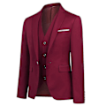 Pikkukuva 2 / 5: Miesten Puku Business Casual 3-osainen Puku Bleiseri Housut Liivi 9 Väriä Dark Red M