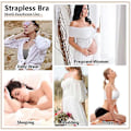 Miniatyrbillede 5 af 5: 3 pakker stropløse BH'er til kvinder, dame bandeau BH, polstret sømløs crop BH blød komfort trådløs Bralette White 5XL