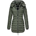 Miniatyrbillede 3 af 3: Dame Varm Hætte Dunjakke Casual Slim Frakke Puffer Jakke Dame Quiltet Letvægts Puffer Jakke - khaki Army Green M