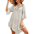 Miniatyrbilde 1 av 5: Badedrakt Cover Up Dame Badedrakt Kjole Pluss Størrelse Sexy Bikini Strand Tunika Topp Sommer A c misty Grey L