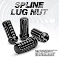 Miniatyrbilde 3 av 5: M14x1.5 Hjulmuttere, 24 stykker 14mmx1.5 7-splines Drive Awl Acorn Cone Hjulmuttere 2 tommer lang svart med 2