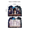 Miniatyrbilde 1 av 5: Onsdag Addams Bursdagsparty Dekorasjonsbanner Ballong Servise Festlig Arrangement Forbruksvarer Hjemmedekor Kopper Bakgrunn 10pcs cards