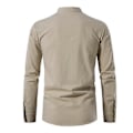 Pikkukuva 3 / 5: Miesten Henry-paita, pitkähihainen, puuvilla-pellava, rento, pystykaulus Khaki XXL