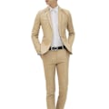Miniatyrbild 1 av 2: Herr Business Formell 2-delad Smoking Kostym Kavaj Jacka + Byxor Set Khaki 5XL