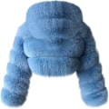 Pikkukuva 2 / 4: Tekoturkis Takki Naiset Hupulla Lyhyt Bubble Takki Fleece Lämmin Takki Naisten Takit 4X-Large Sky Blue