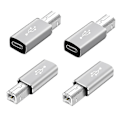 Miniatyrbillede 1 af 5: 4 Pak USB C til USB B Adapter, Type C til USB Midi Adapter Kompatibel Midi Controller, Midi Keyboard, audio Interface, sølvgrå