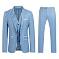 Miniatyrbild 1 av 3: Kostym för män, Business Casual, 3-delad kostymkavaj, byxor, väst, 9 färger Light Blue L